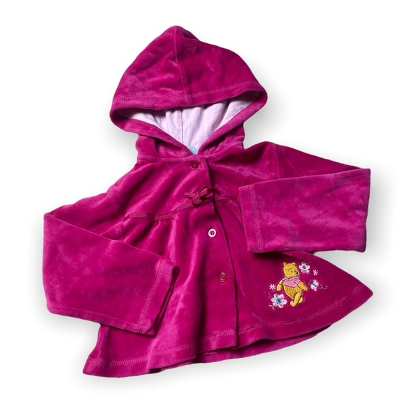 Infant Disney Velvet Button Down Winnie the Pooh Magenta Top Size 24 Months